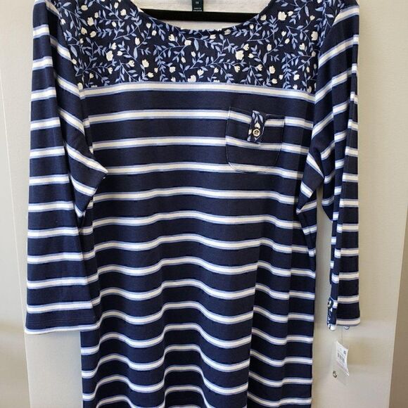 Karen Scott NEW Plus-Size Blue/White Stripe Top 2X - Picture 4 of 7